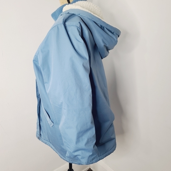 Vintage 80s Blue Sherpa Lined Winter Jacket Windsor Bay 1X Plus - Picture 3 of 15